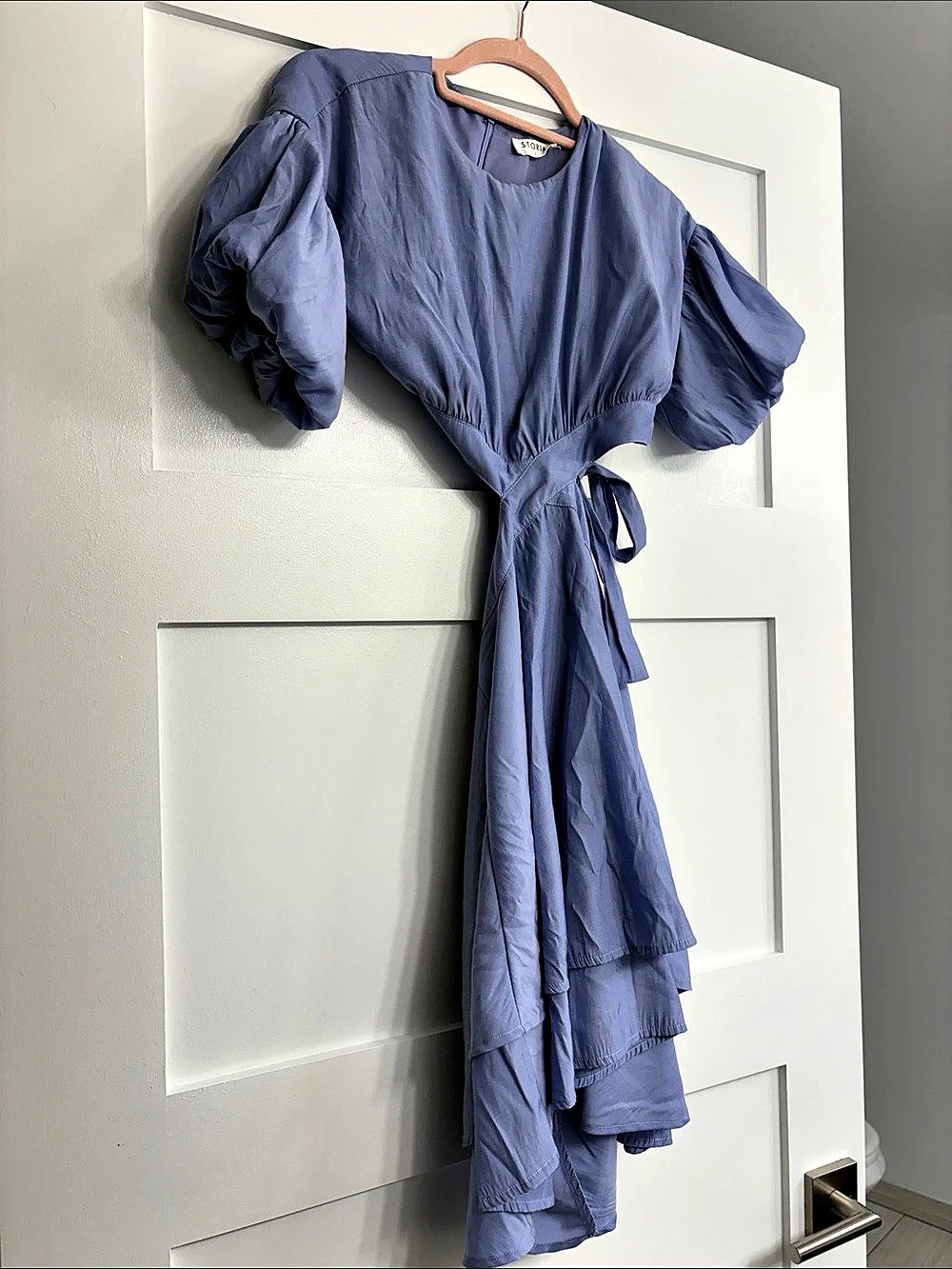 Storia Puff Sleeve Maxi Dress in Purple Size Small Like New